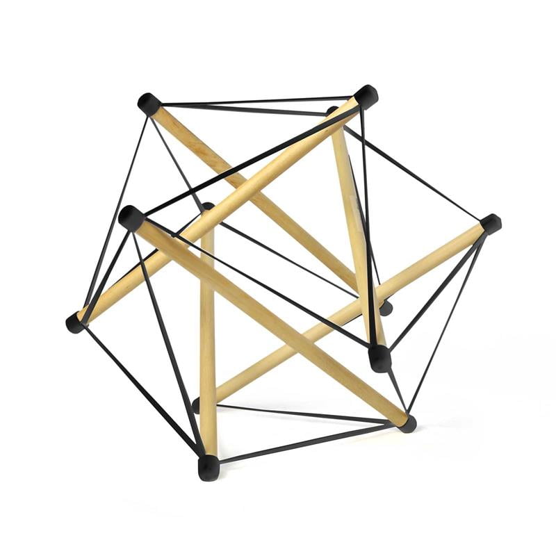 A Tensegrity model is not unlike the human body. Tensegrity model using wooden dowels and rubber bands.